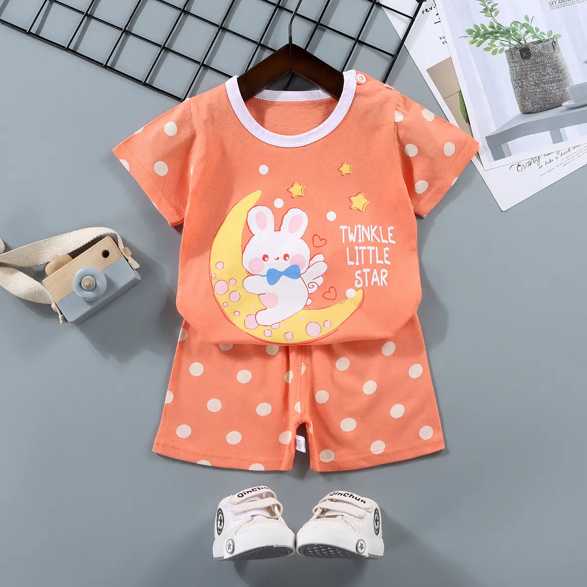 Children Cotton Bunny Print Shorts Set Summer - Image 5