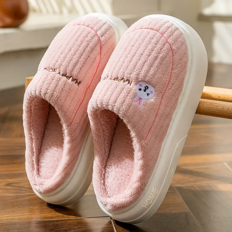 Women Winter Furry Slippers Blue Pink Warm Indoor - Image 7