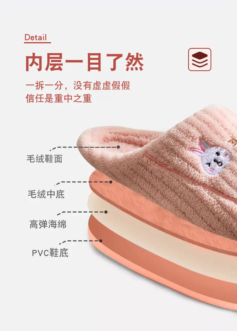Women Winter Furry Slippers Blue Pink Warm Indoor — feature 4