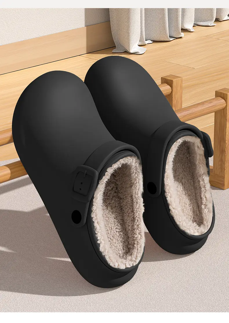 Women Winter Birkenstock Slippers Black Fleece Warm Waterproof — feature 9