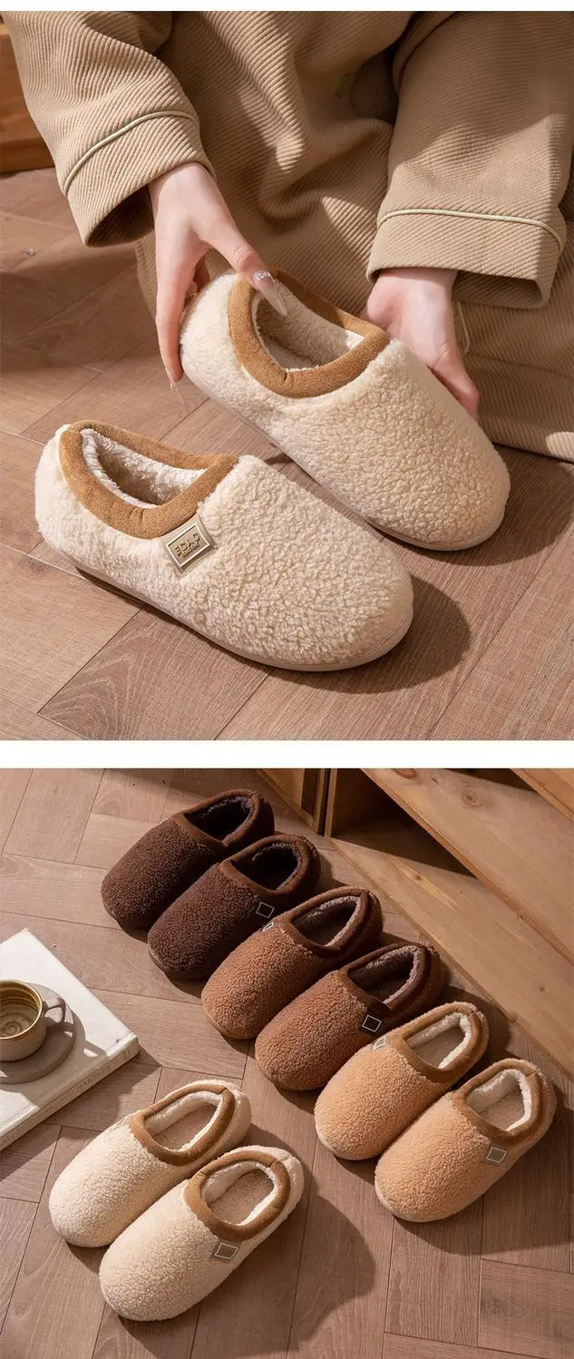 Women's Cotton Shoes with Heel Cover, New Winter Model, Indoor Non-Slip, Warm, Fleece-Lined, Couple's Thick-Soled Silent Outdoor Cotton Shoes — feature 11