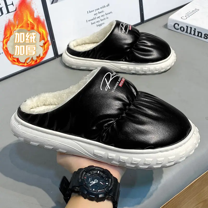 Waterproof Cotton Slippers Men's Winter Fashion New Indoor Velvet Thickeneded Cold-Proof and Warm Thick-Soled Non-Slip Wear-Resistant Cotton Shoes - Image 4