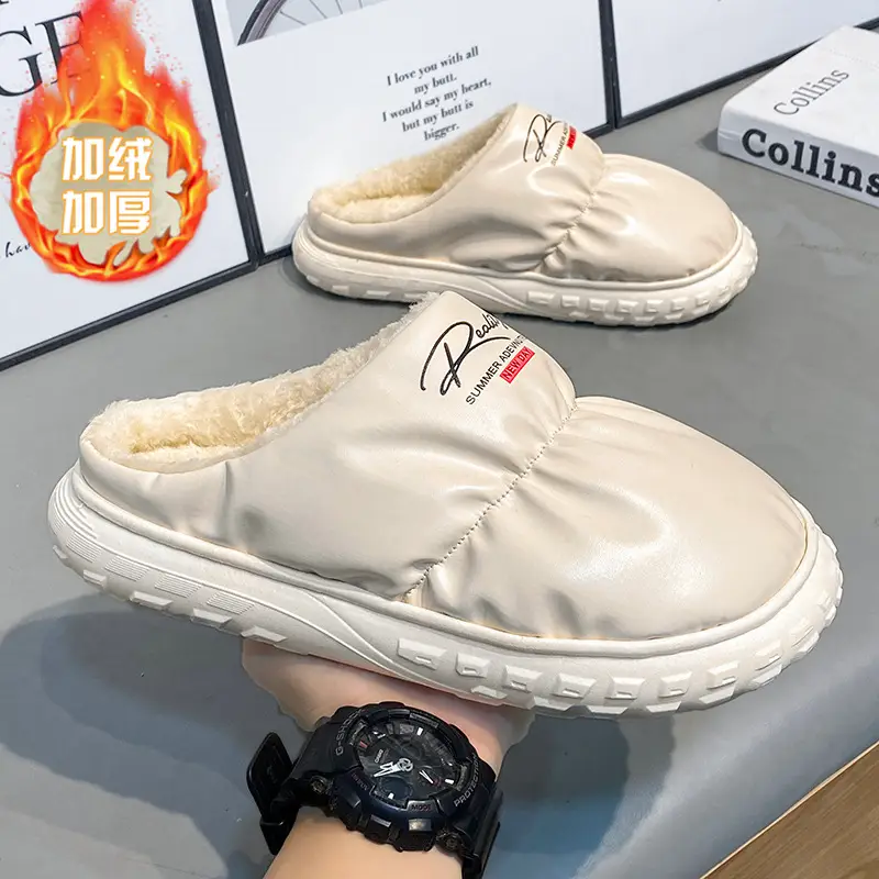 Waterproof Cotton Slippers Men's Winter Fashion New Indoor Velvet Thickeneded Cold-Proof and Warm Thick-Soled Non-Slip Wear-Resistant Cotton Shoes - Image 5