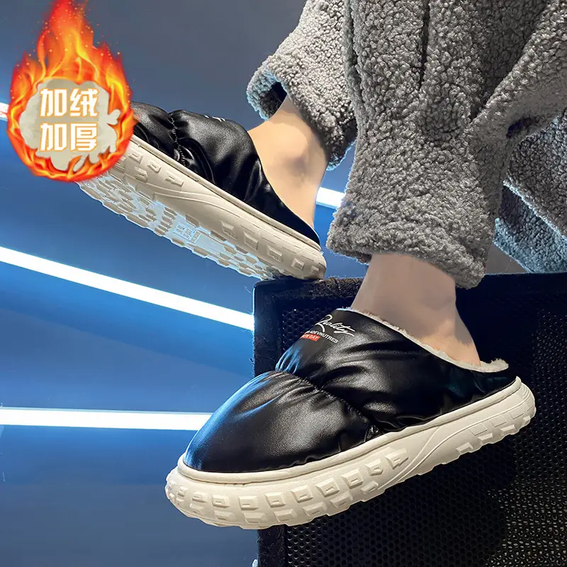 Waterproof Cotton Slippers Men's Winter Fashion New Indoor Velvet Thickeneded Cold-Proof and Warm Thick-Soled Non-Slip Wear-Resistant Cotton Shoes - Image 6
