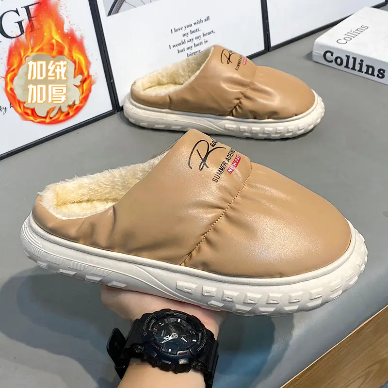 Waterproof Cotton Slippers Men's Winter Fashion New Indoor Velvet Thickeneded Cold-Proof and Warm Thick-Soled Non-Slip Wear-Resistant Cotton Shoes - Image 7
