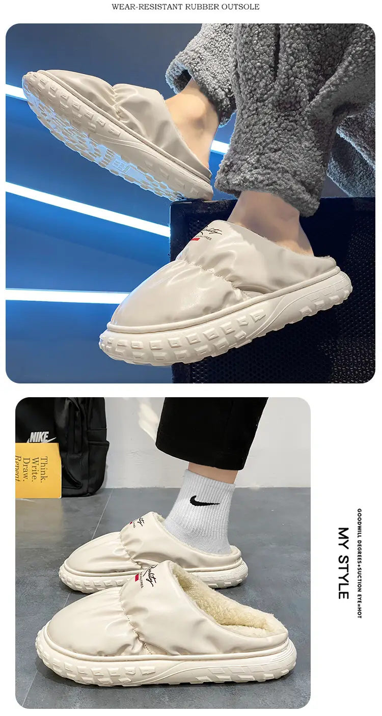 Waterproof Cotton Slippers Men's Winter Fashion New Indoor Velvet Thickeneded Cold-Proof and Warm Thick-Soled Non-Slip Wear-Resistant Cotton Shoes — feature 13