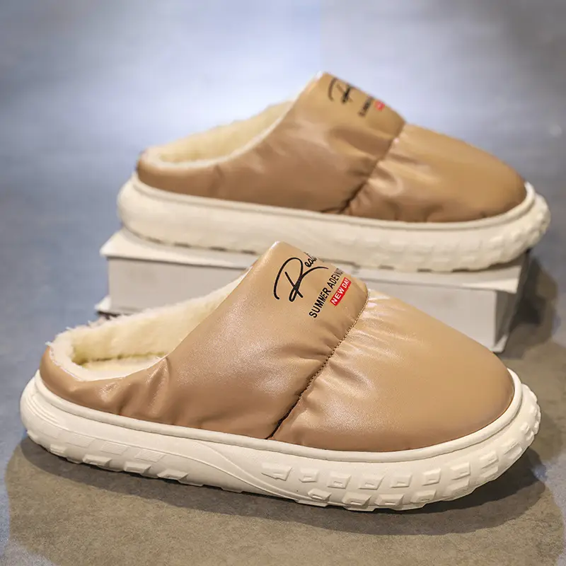 Waterproof Cotton Slippers Men's Winter Fashion New Indoor Velvet Thickeneded Cold-Proof and Warm Thick-Soled Non-Slip Wear-Resistant Cotton Shoes - Image 2