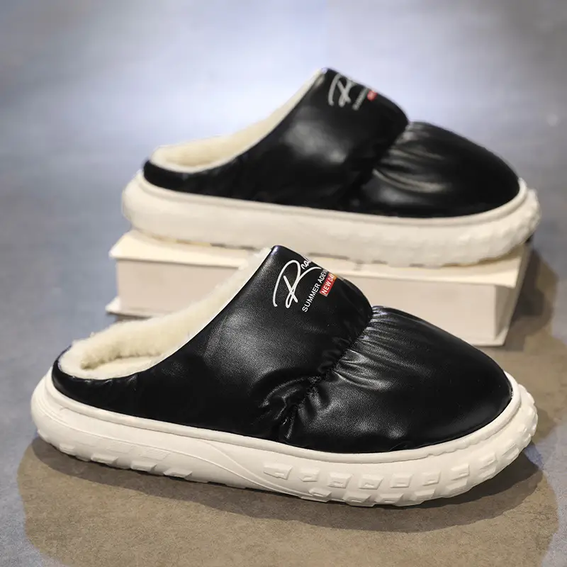 Waterproof Cotton Slippers Men's Winter Fashion New Indoor Velvet Thickeneded Cold-Proof and Warm Thick-Soled Non-Slip Wear-Resistant Cotton Shoes - Image 3