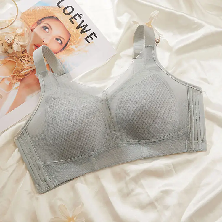 Large Bust Ultra-Thin Seamless Bra That Makes Big Busts Appear Smaller, Full Cup Breathable Rabbit Ear Honeycomb Bra Underwear