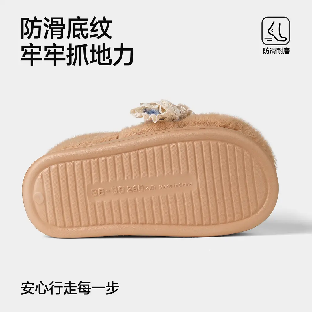 Nanbowan Outer Wear Bag Heel Cotton Slippers for Women Cute Bear Home Indoor Fleece-Lined Thickeneded Soft Thick-Soled Cotton Slippers for Women - Image 5