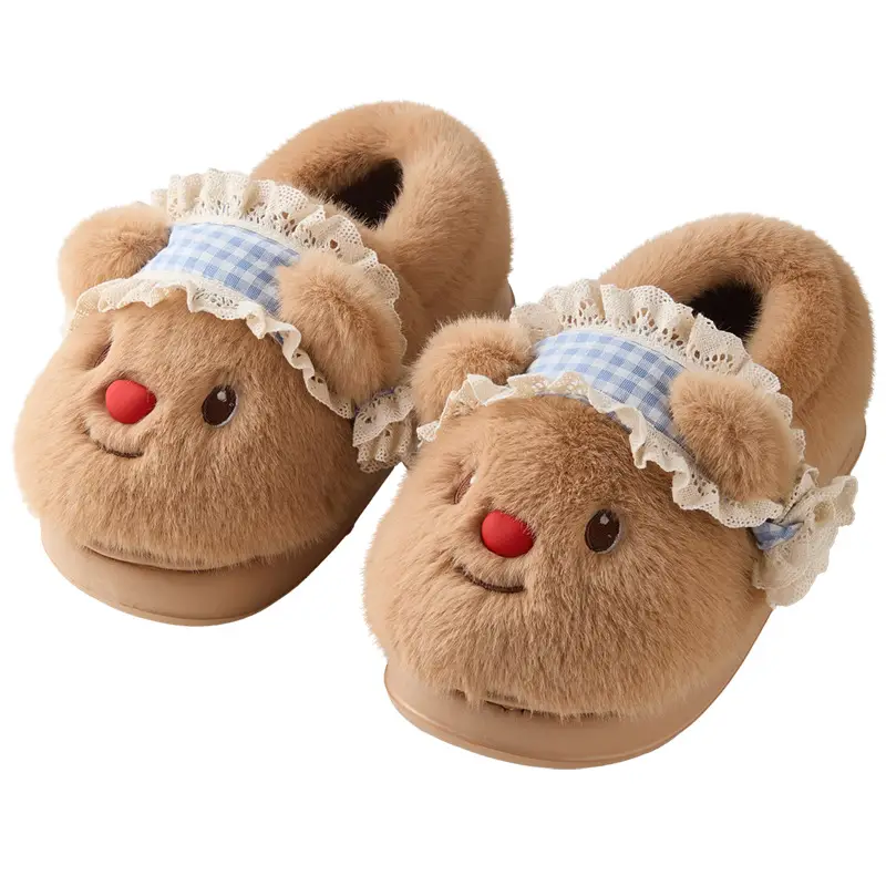 Nanbowan Outer Wear Bag Heel Cotton Slippers for Women Cute Bear Home Indoor Fleece-Lined Thickeneded Soft Thick-Soled Cotton Slippers for Women - Image 7