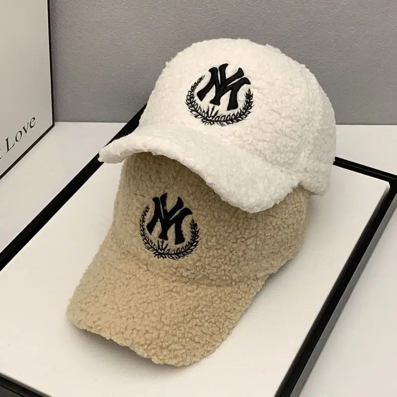 Men's White NY Logo Wool Cap with Hard Brim - Image 11