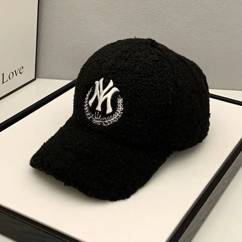 Men's White NY Logo Wool Cap with Hard Brim — feature 10