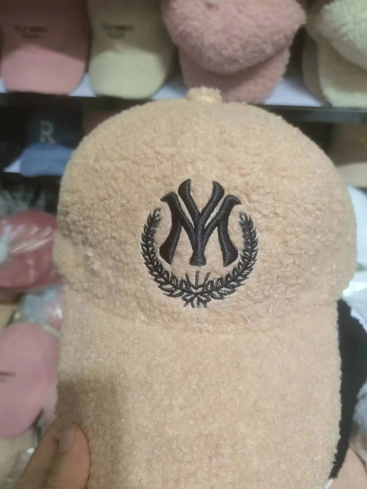 Men's White NY Logo Wool Cap with Hard Brim — feature 11