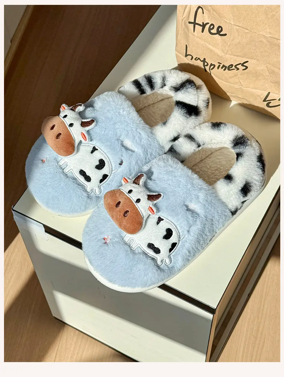 Plush Cow Cotton Shoes for Women, Winter Home Soft-Soled Non-Slip Fleece-Lined Warm Outdoor Wear, Closed-Back Cotton Slippers for Women Wholesale — feature 7