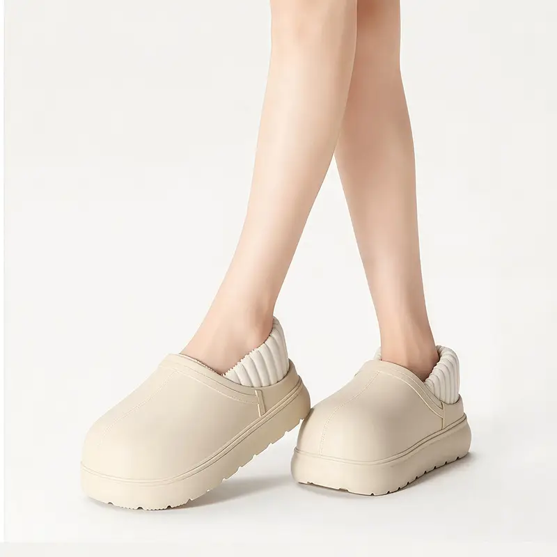 Eva Waterproof Cotton Slippers for Women, Winter Outdoor Wear, Non-Slip Indoor Home Use, Fleece-Lined Warm Closed-Back Cotton Shoes for Women in Winter - Image 6