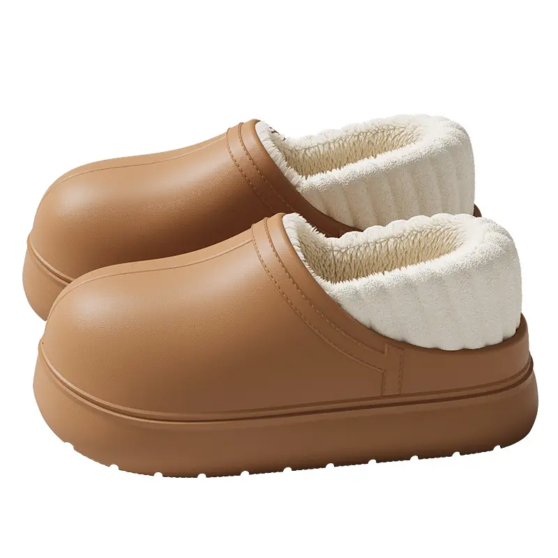 Eva Waterproof Cotton Slippers for Women, Winter Outdoor Wear, Non-Slip Indoor Home Use, Fleece-Lined Warm Closed-Back Cotton Shoes for Women in Winter - Image 9