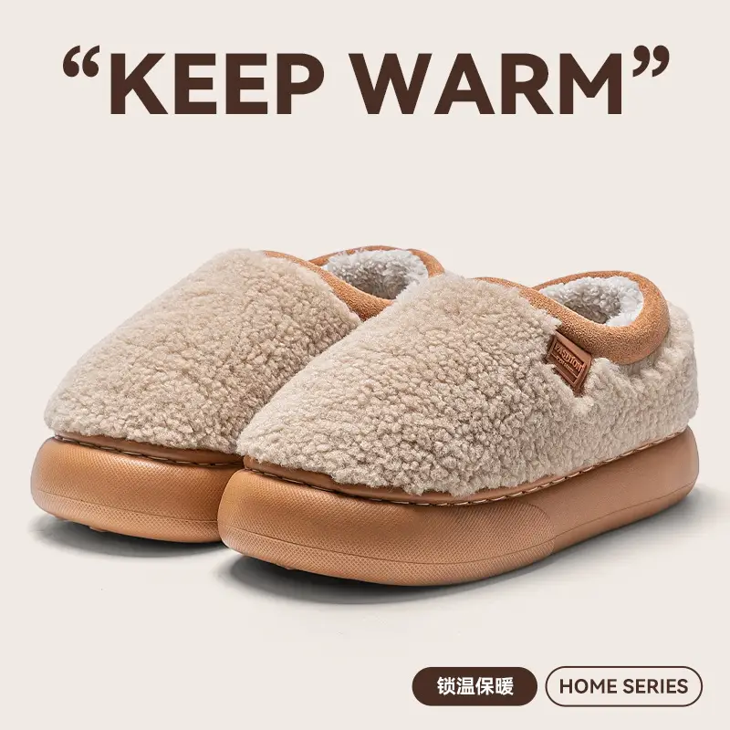 Women's New Winter Indoor Home Warm Non-Slip Plush Thick-Soled Cotton Slippers for Men and Women - Image 9