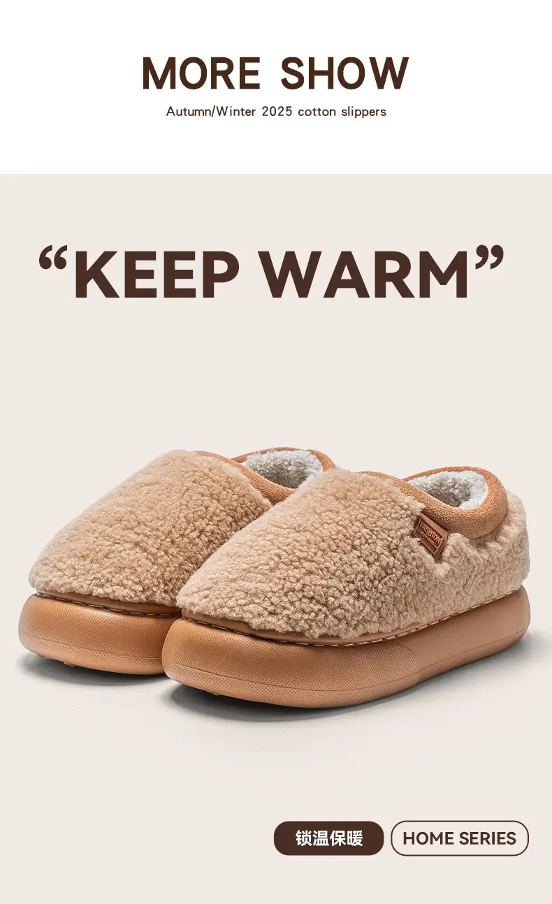 Women's New Winter Indoor Home Warm Non-Slip Plush Thick-Soled Cotton Slippers for Men and Women — feature 9