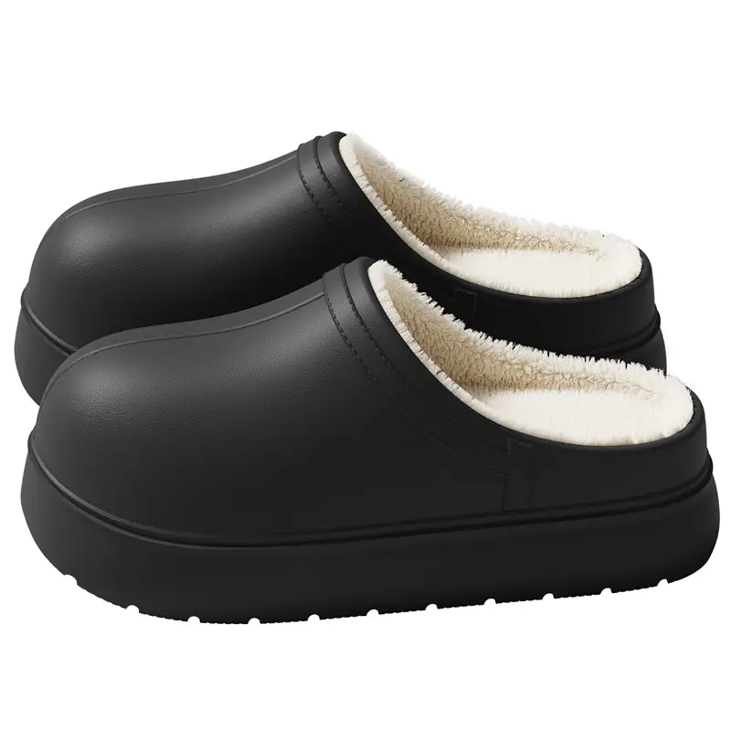 Eva Waterproof Cotton Slippers for Women, Winter Non-Slip Indoor Home Slippers for Ladies, Winter Fleece-Lined Warm Closed-Toe Cotton Slippers Wholesale