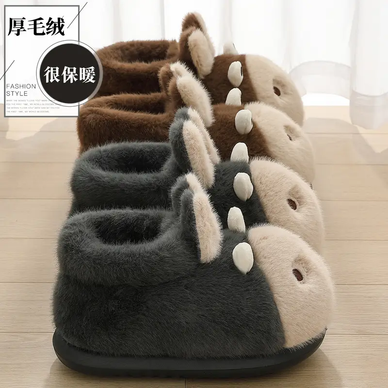 Men Winter Plush Cotton Slippers Brown 2025 - Image 8