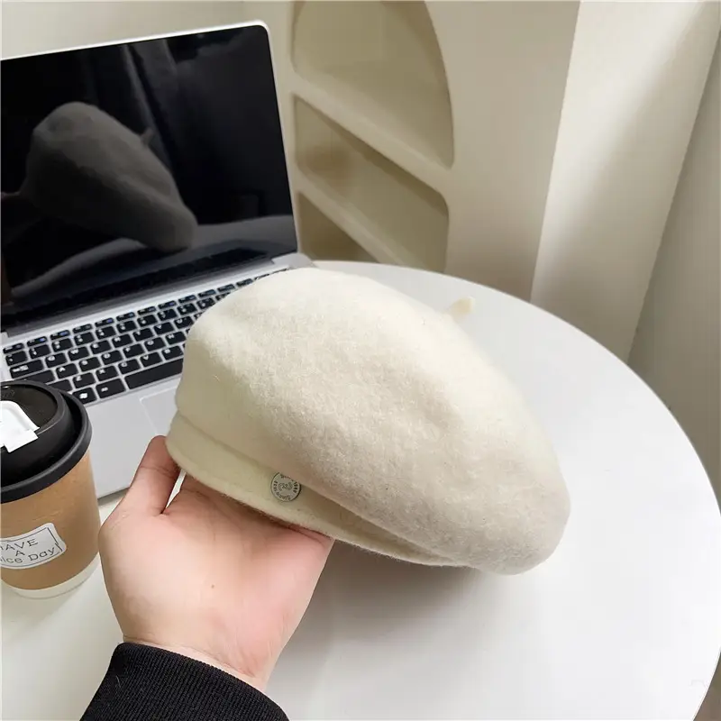 Women Woolen Beret Cap Winter Autumn Grey — feature 16