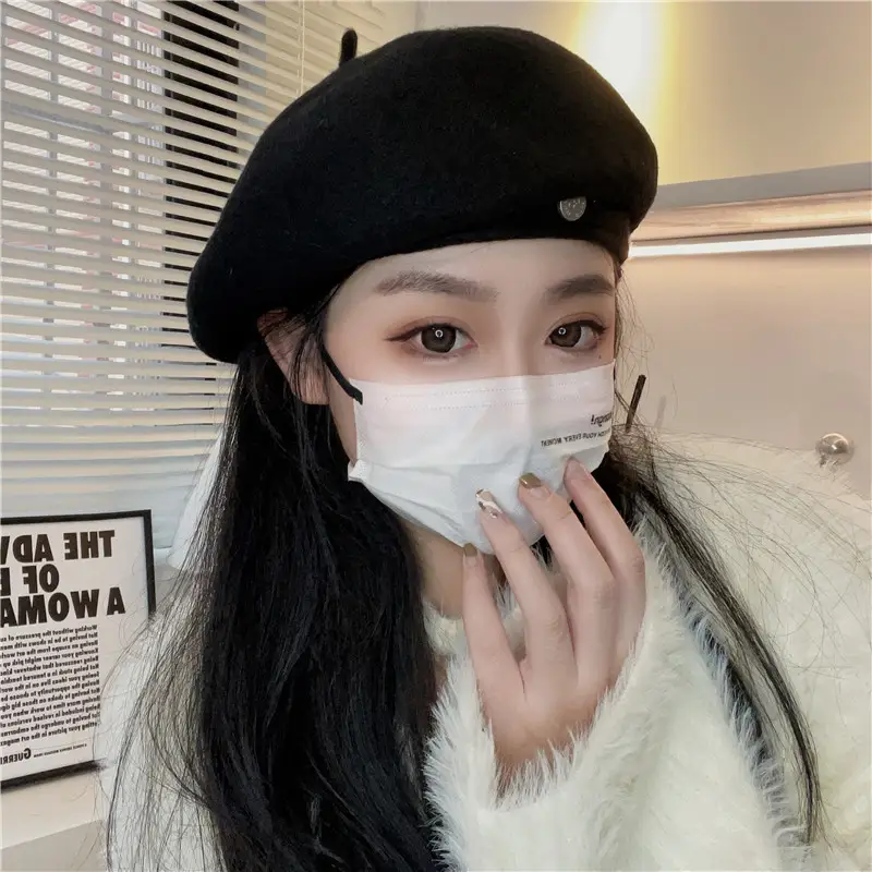 Women Woolen Beret Cap Winter Autumn Grey — feature 7