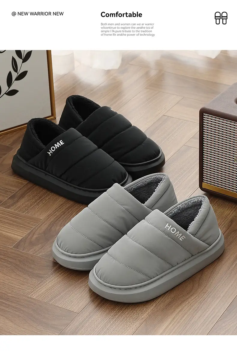 Black Fleece Lined Elderly Slippers Warm Winter β feature 12