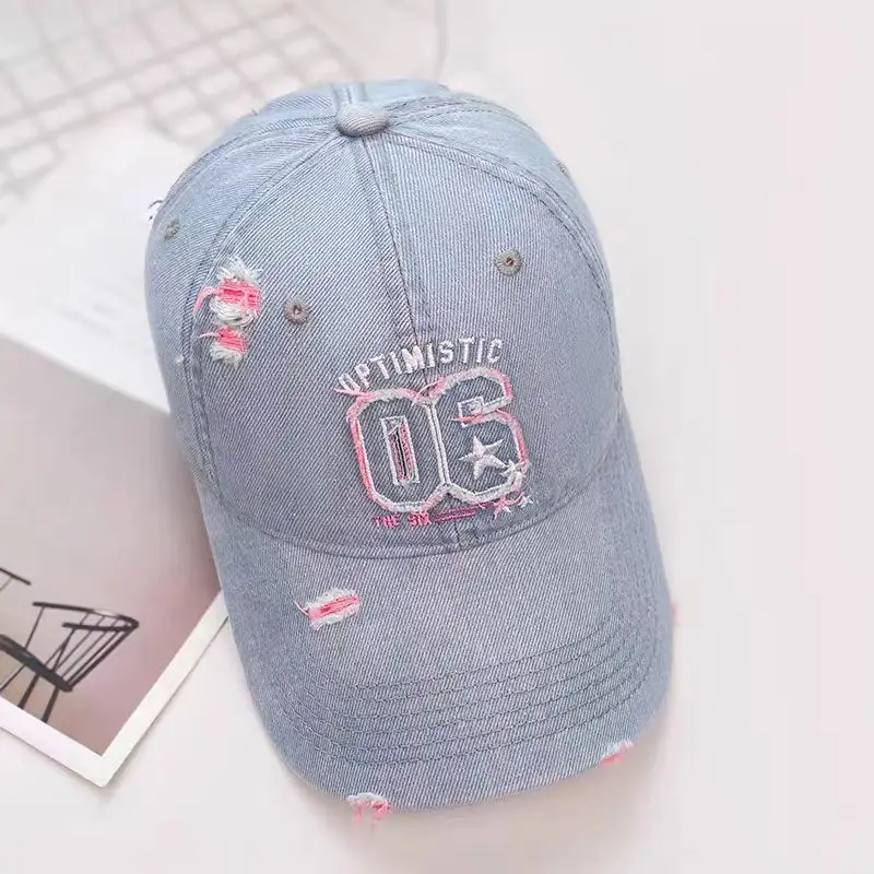 Vintage Denim Cap with "OPTIMISTIC OG" Embroidery — feature 6