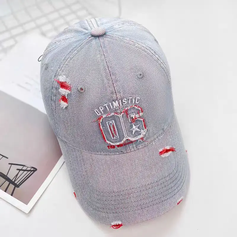 Vintage Denim Cap with "OPTIMISTIC OG" Embroidery — feature 7