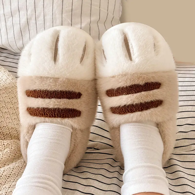 Cute Cat Paw Cotton Slippers for Women, Winter Parent-Child Indoor Home Non-Slip Warm Closed-Back Cotton Shoes for Men, Winter Wholesale - Image 5