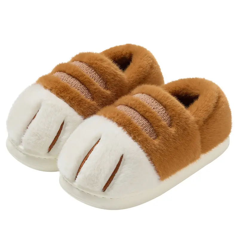 Cute Cat Paw Cotton Slippers for Women, Winter Parent-Child Indoor Home Non-Slip Warm Closed-Back Cotton Shoes for Men, Winter Wholesale - Image 8