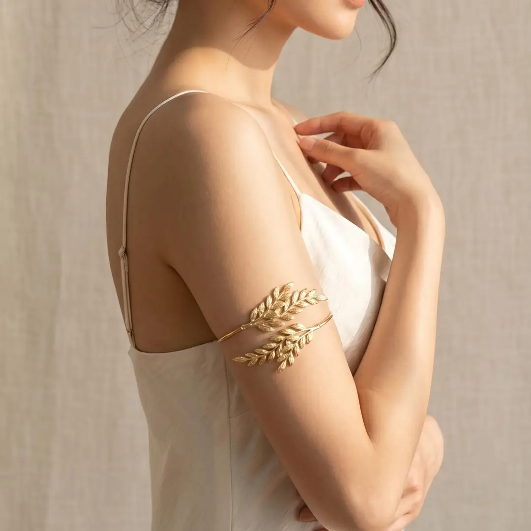 European and American Cross-Border Retro Wheat Ear Arm Bracelet for Women, Bohemian Style Multi-Layer Open Bracelet Arm Chain Body Accessory — feature 2