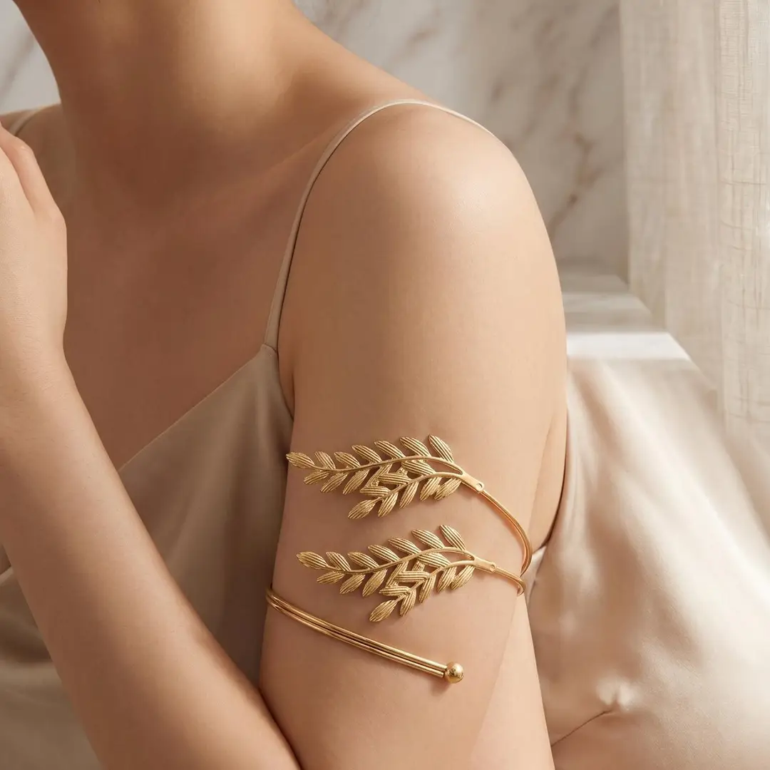 European and American Cross-Border Retro Wheat Ear Arm Bracelet for Women, Bohemian Style Multi-Layer Open Bracelet Arm Chain Body Accessory — feature 4