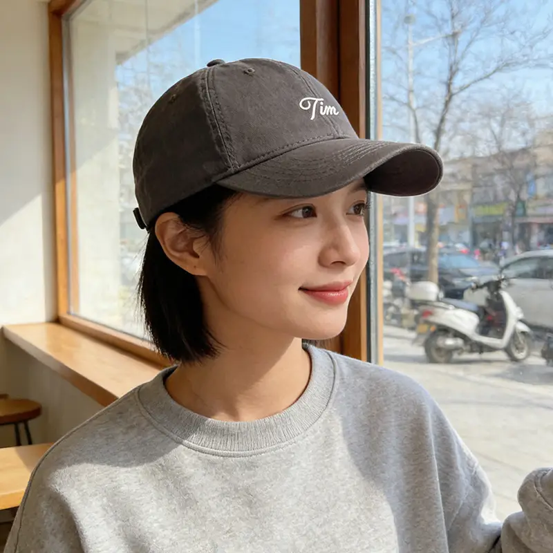 Unisex Letter Embroidered Baseball Cap Grey Autumn Winter - Image 3