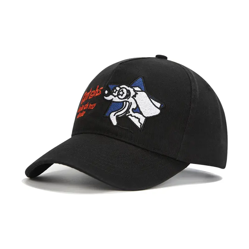 Men's White Black Cartoon Baseball Cap with Adjustable Strap