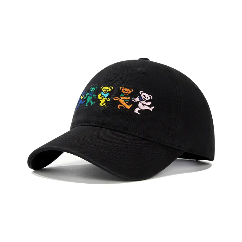 Men's White Black Cartoon Baseball Cap with Adjustable Strap