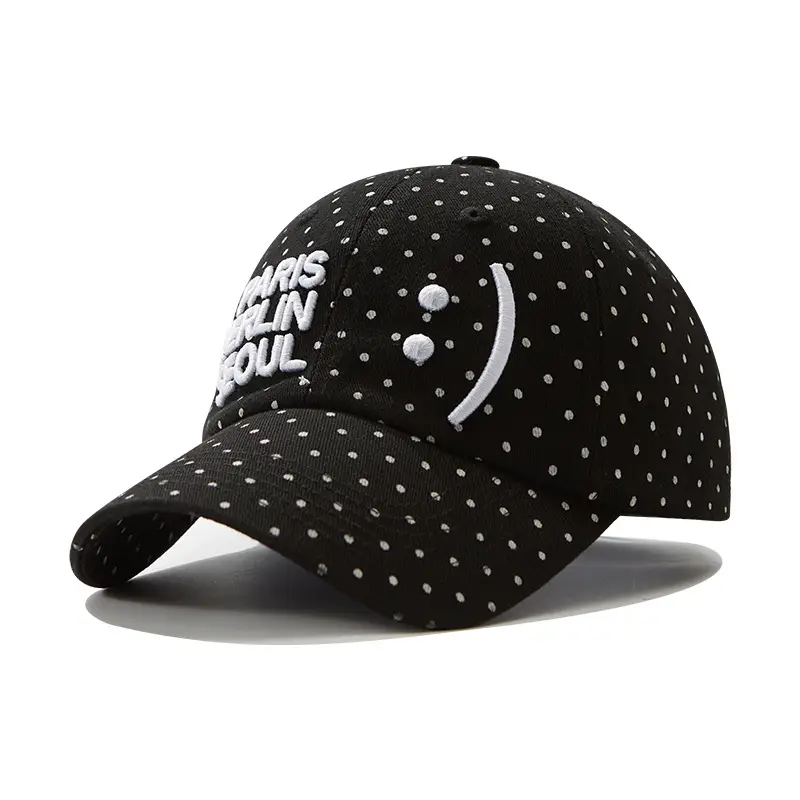 Men's White Black Cartoon Baseball Cap with Adjustable Strap