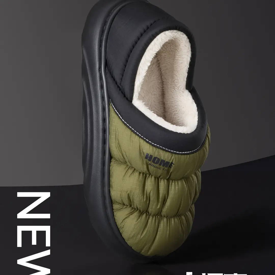 Men's Cotton Slippers 2026 New Model for Winter, Outdoor Wear, Thick-Soled, Non-Slip, Fleece-Lined, Thickened, Warm, Men's Closed-Back Cotton Shoes for Winter — feature 6
