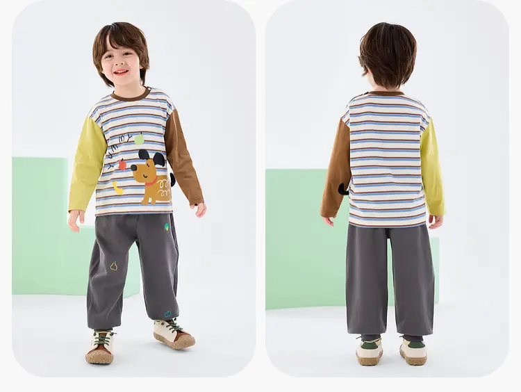 Duduia Kids Long Sleeve T-Shirt Yellow Cow Print — feature 21