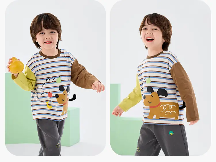 Duduia Kids Long Sleeve T-Shirt Yellow Cow Print — feature 23