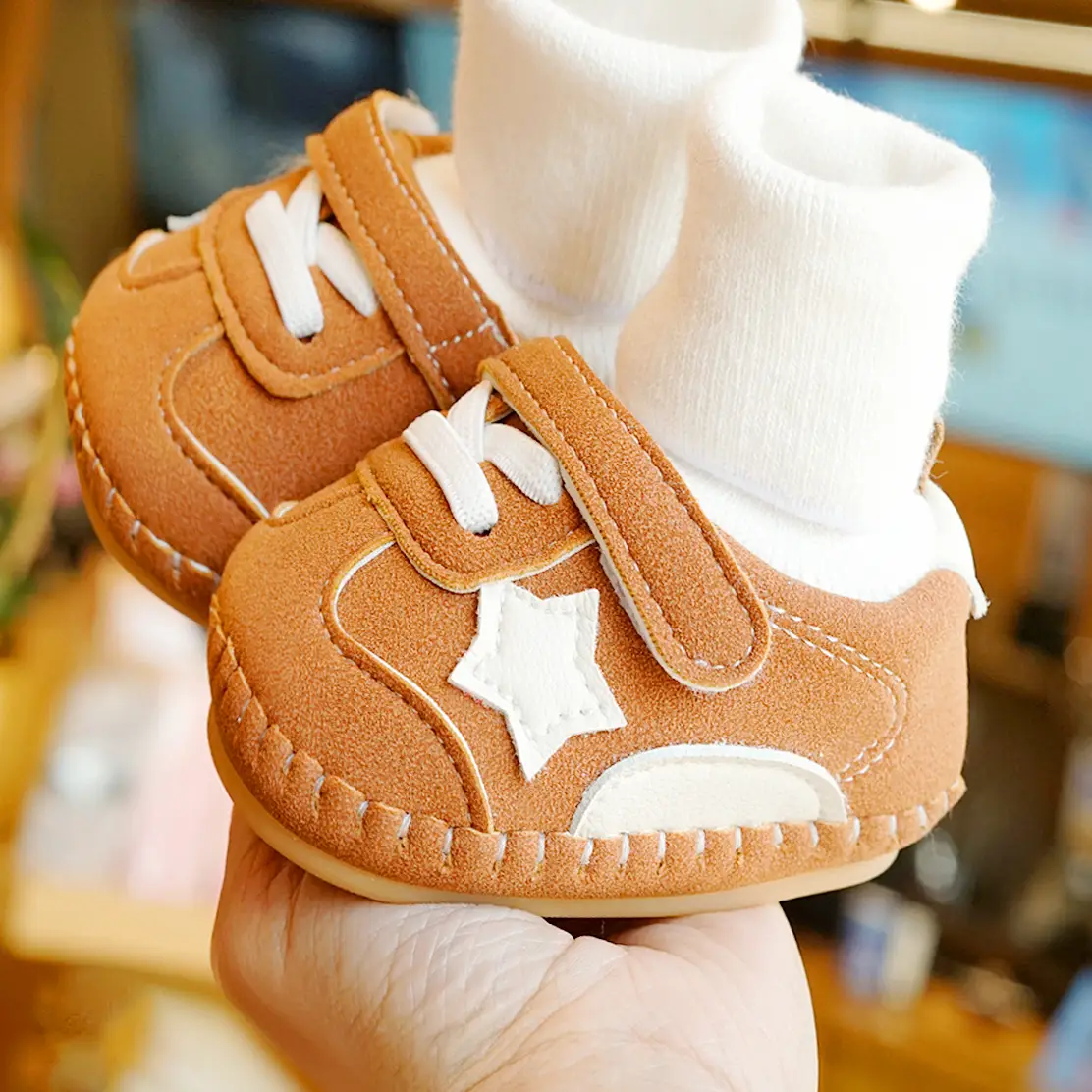 Baby Shoes Black Star Fleece Lined Winter Toddler 0-1Y