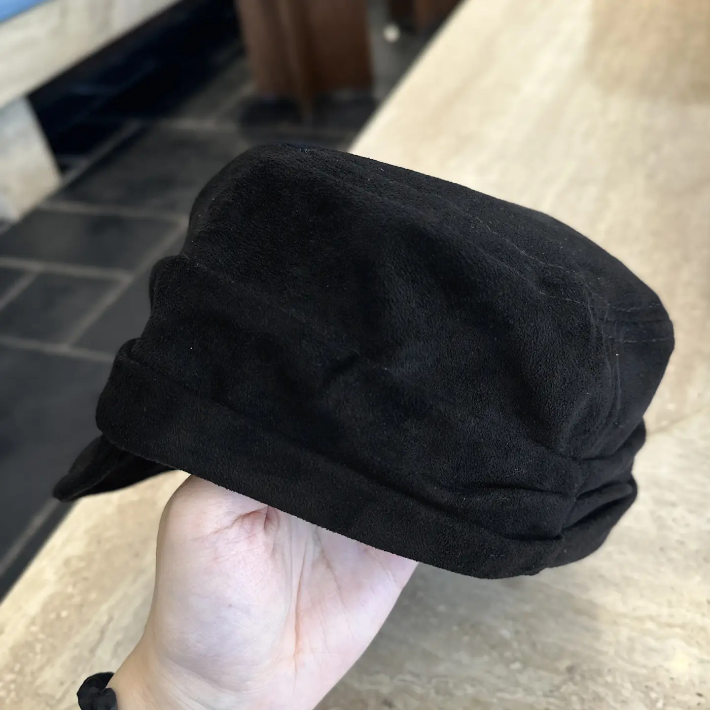 Women Equestrian Suede Baseball Cap Beige Flat Top — feature 19
