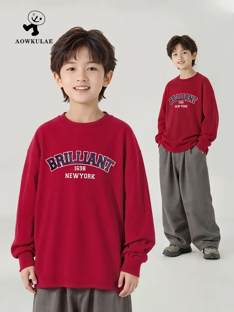 Kids Red Printed Long Sleeve T-Shirt Medium Large