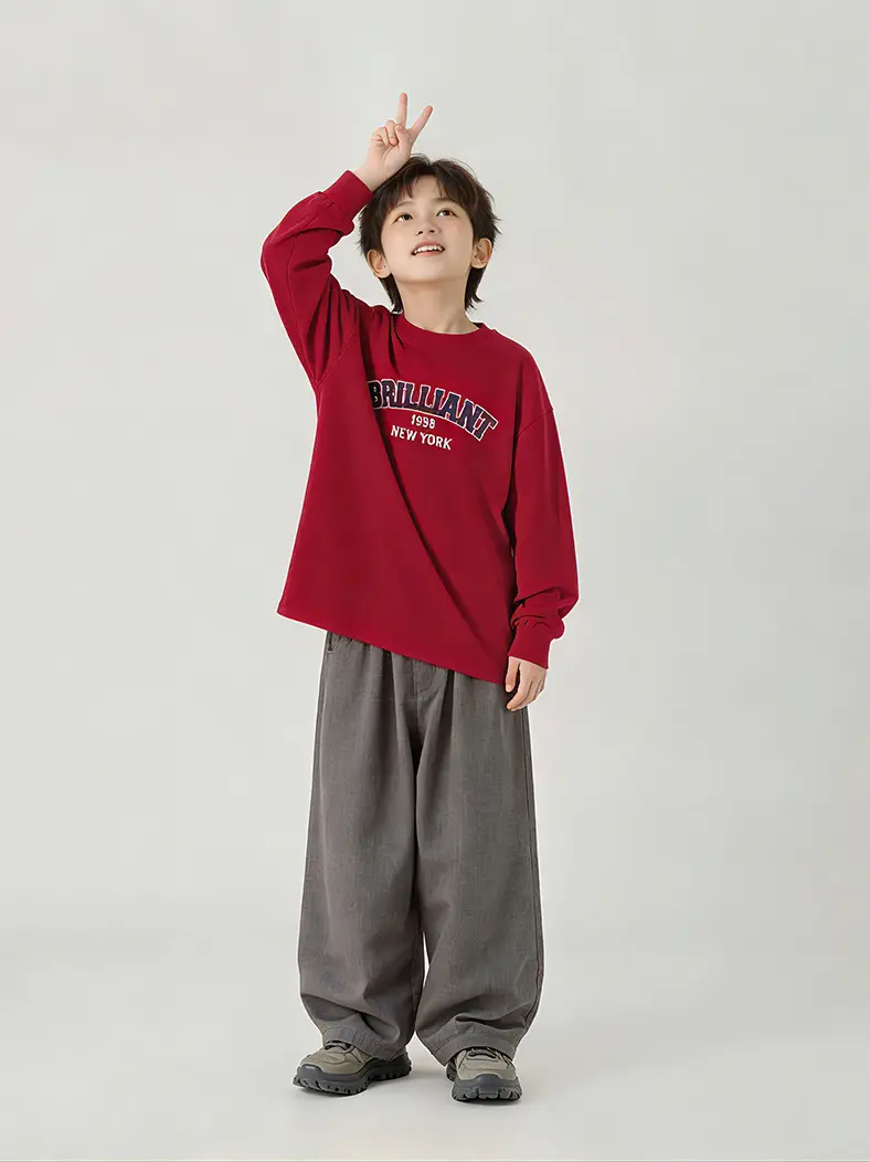 Kids Red Printed Long Sleeve T-Shirt Medium Large