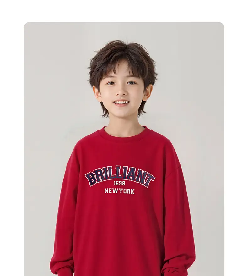 Kids Red Printed Long Sleeve T-Shirt Medium Large — feature 2
