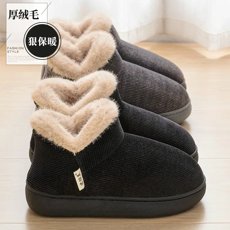 Thick-Soled Cotton Slippers for Men, New Winter Indoor Non-Slip Plush-Lined Elderly Slippers with Rubber Sole for Women - Image 15