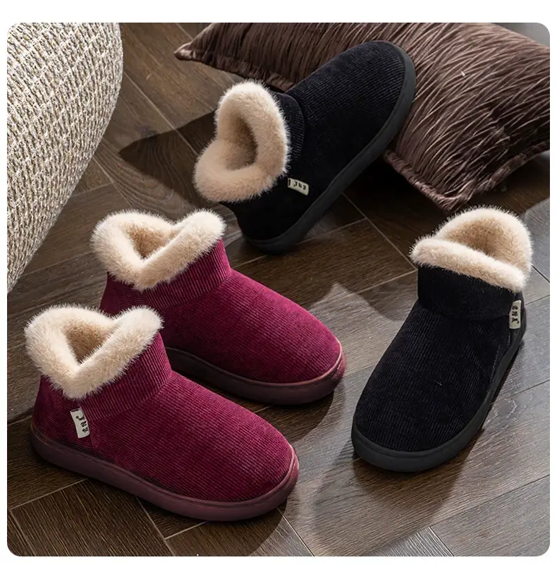 Thick-Soled Cotton Slippers for Men, New Winter Indoor Non-Slip Plush-Lined Elderly Slippers with Rubber Sole for Women — feature 2