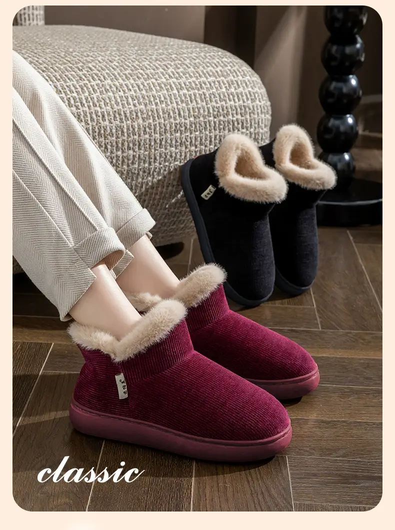 Thick-Soled Cotton Slippers for Men, New Winter Indoor Non-Slip Plush-Lined Elderly Slippers with Rubber Sole for Women — feature 5