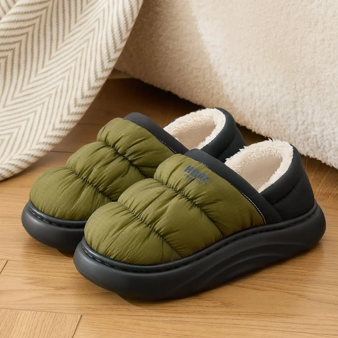 Cotton Shoes Men's Winter 2025 New Indoor Home Non-Slip Warm Home Bag Heel Soft Sole Winter Wool Slippers - Image 5